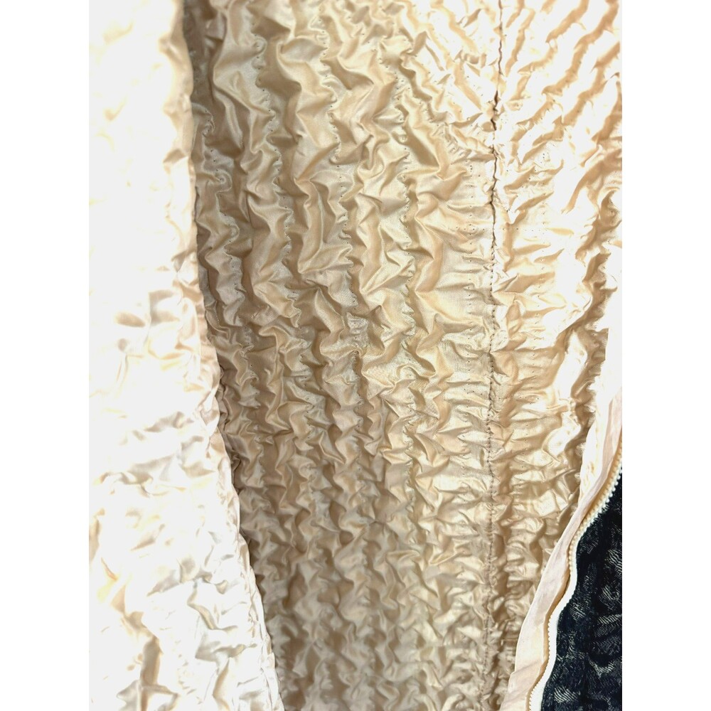 UBU Textured Crinkle Jacket Women M Floral Black gold Reversible Zip Iridescent - Picture 3 of 5